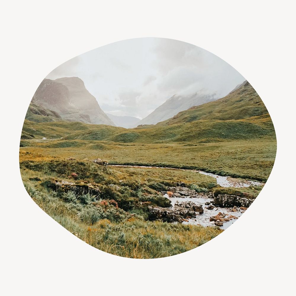 Highlands landscape badge isolated on white background