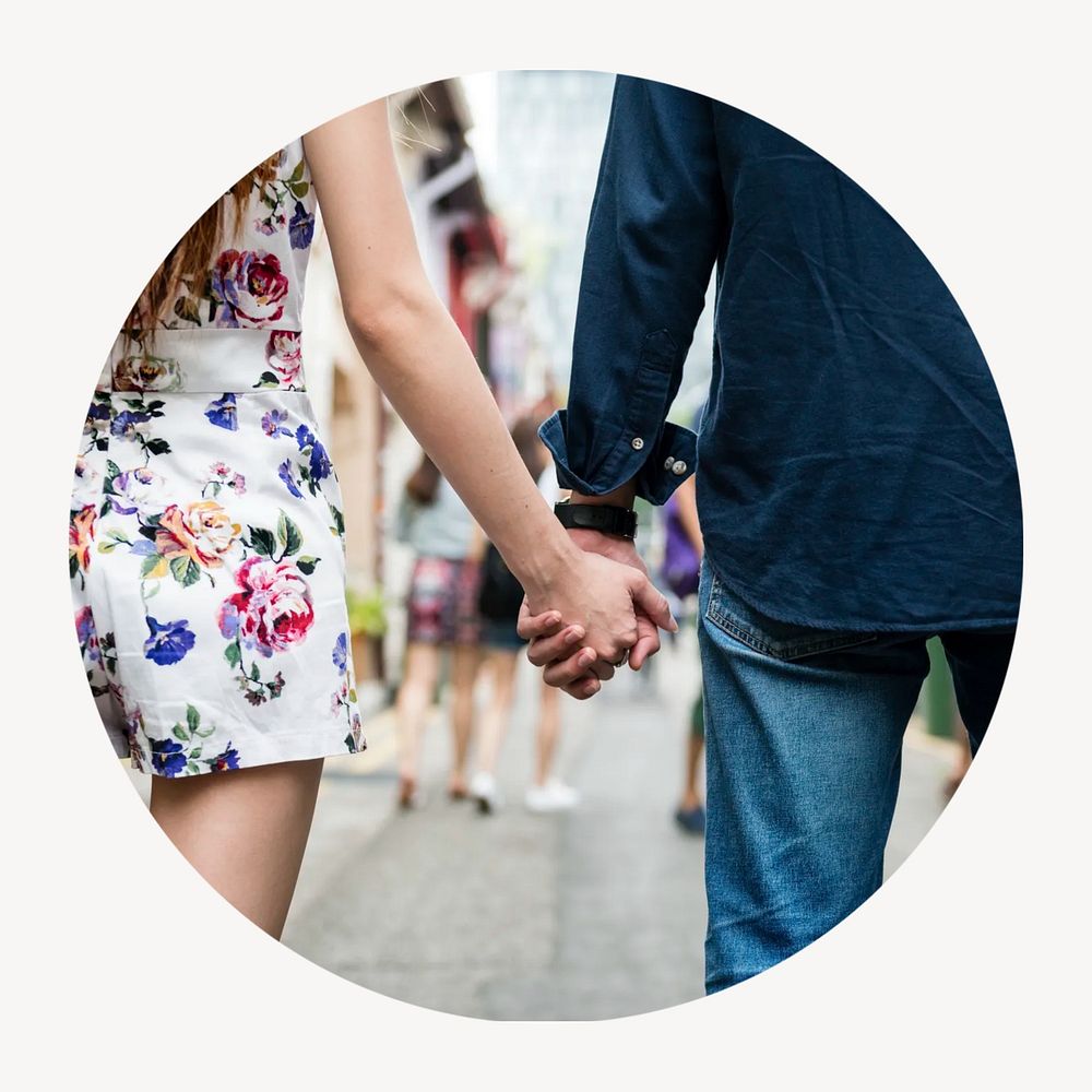 Couple dating circle badge isolated on white background