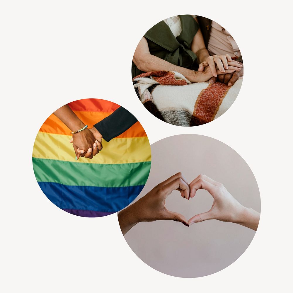 Gay couples circle badges isolated on white background
