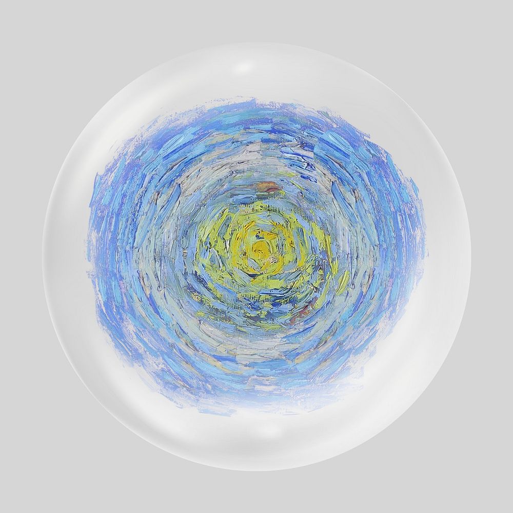 Starry night, Van Gogh's artwork in bubble. Remixed by rawpixel.