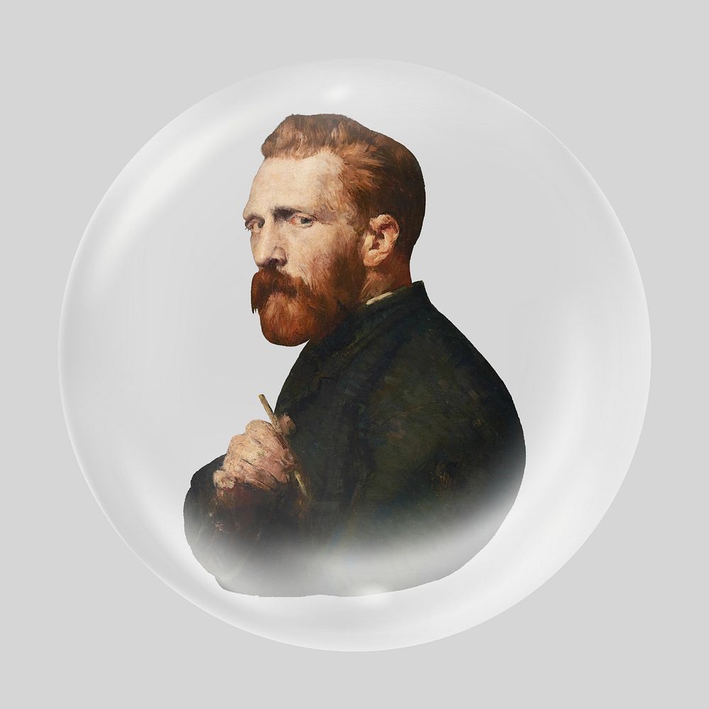 Van Gogh portrait, John Russell's artwork in bubble. Remixed by rawpixel.