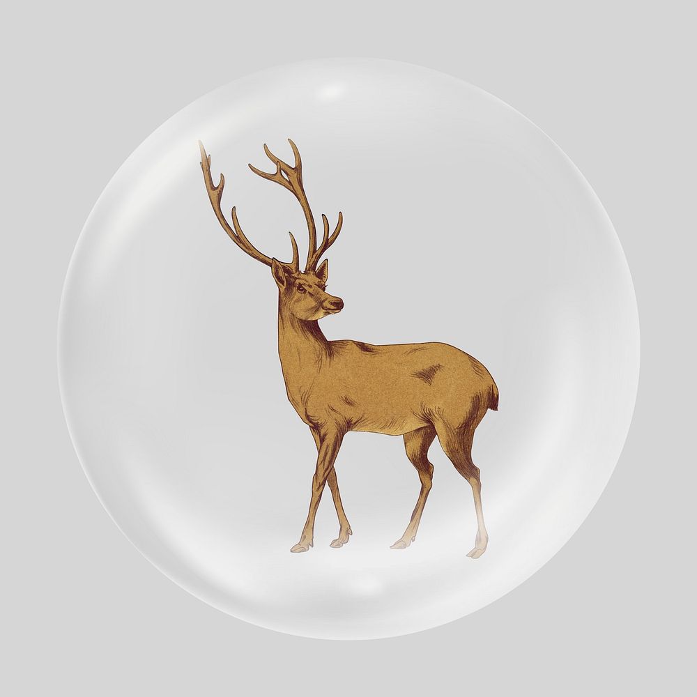 Vintage deer illustration in bubble. Remixed by rawpixel.