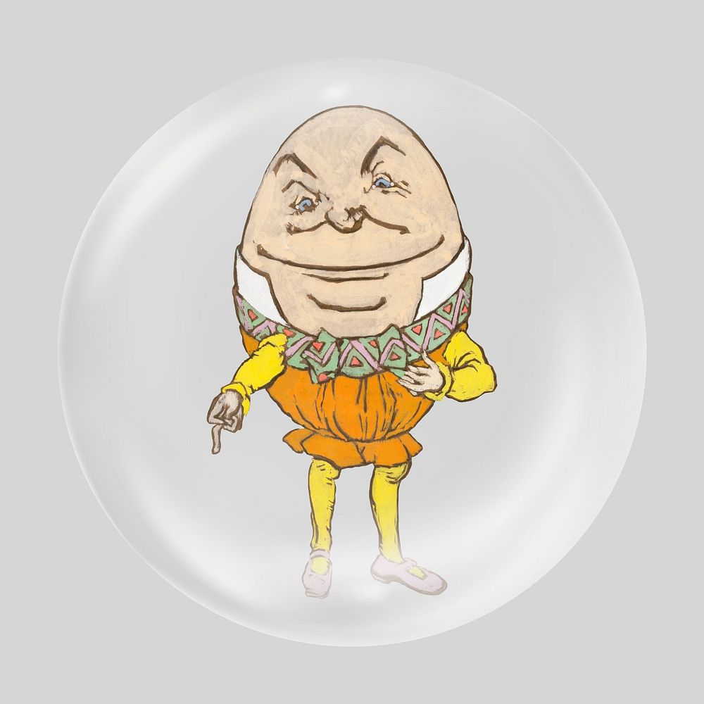 Humpty Dumpty illustration from Alice&rsquo;s Adventures in Wonderland by Lewis Carroll in bubble. Remixed by rawpixel.