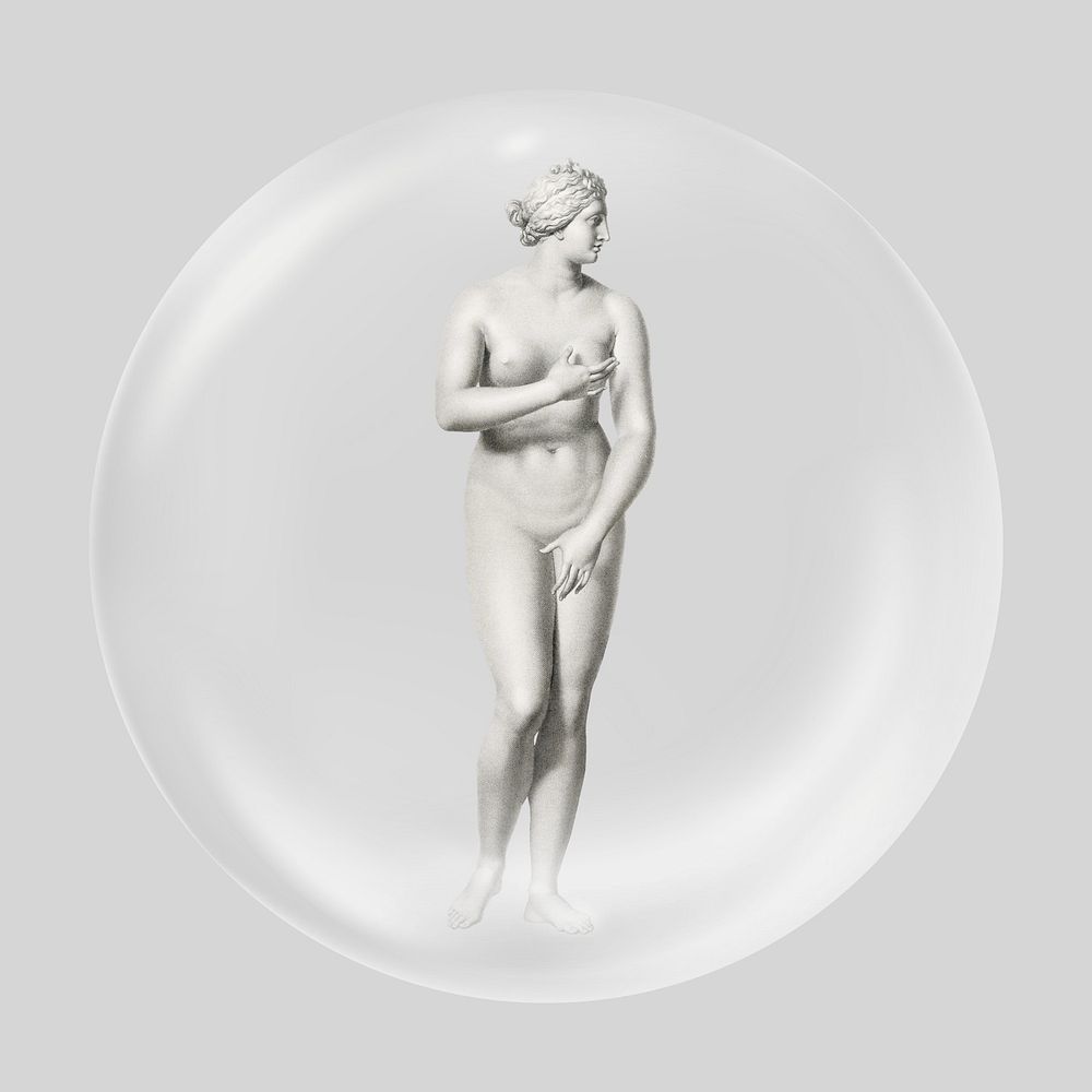 Greek statue in bubble. Remixed by rawpixel.