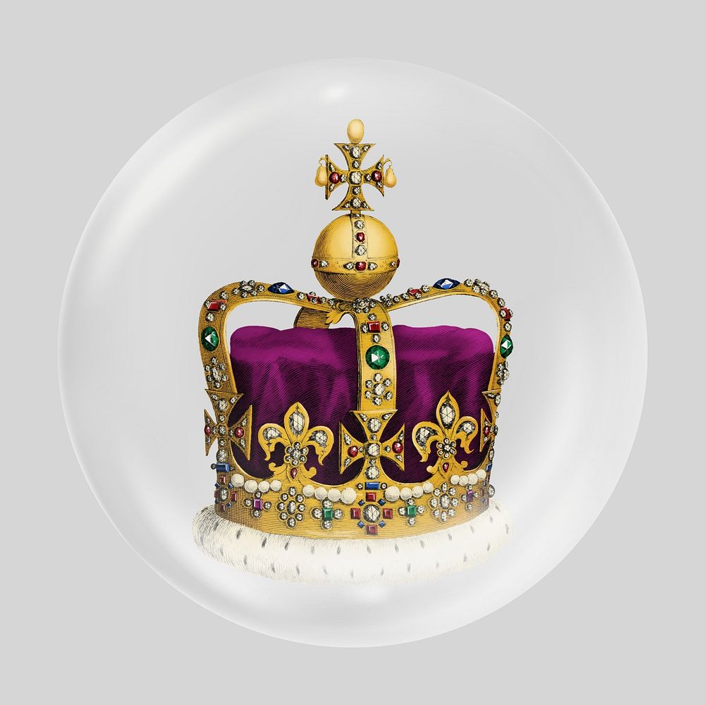 Purple royal crown in bubble. Remixed by rawpixel.