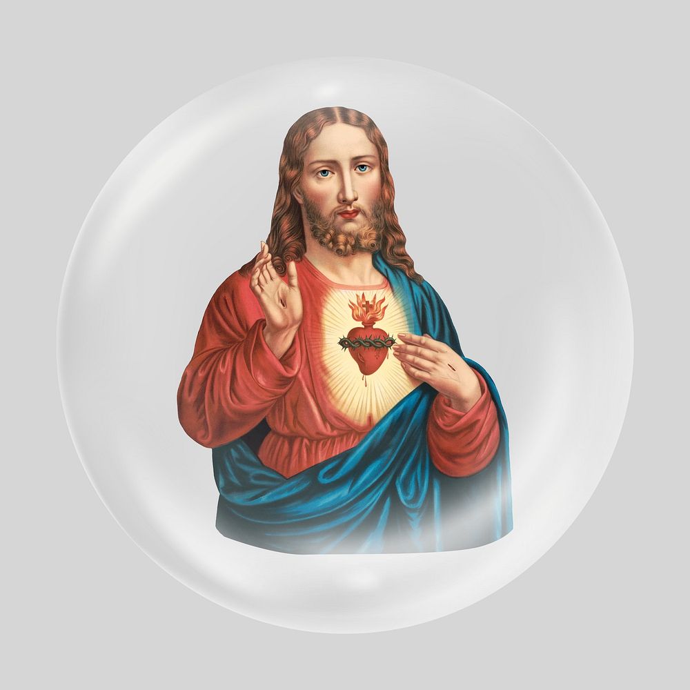 Jesus Christ in bubble. Remixed by rawpixel.