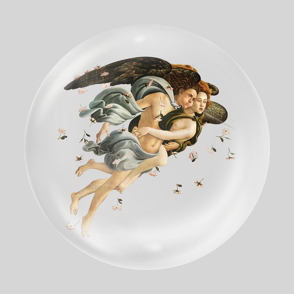 Sandro Botticelli's angels in bubble. Remixed by rawpixel.