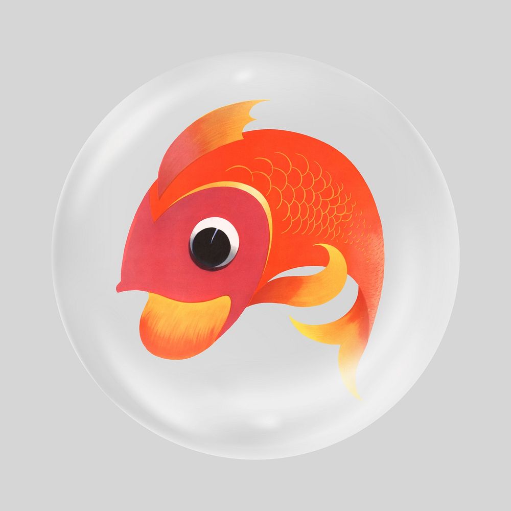 Jumping fish cartoon in bubble. Remixed by rawpixel.