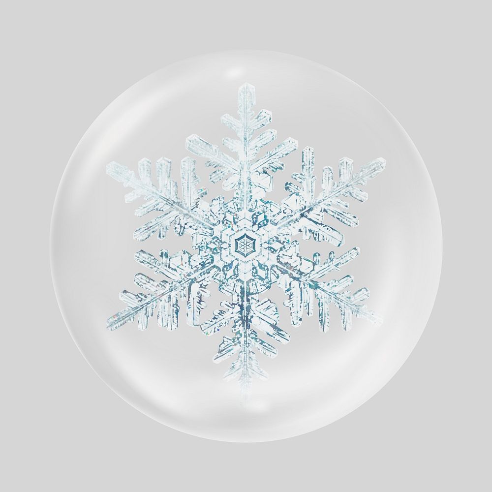 Winter snowflake in bubble. Remixed by rawpixel.