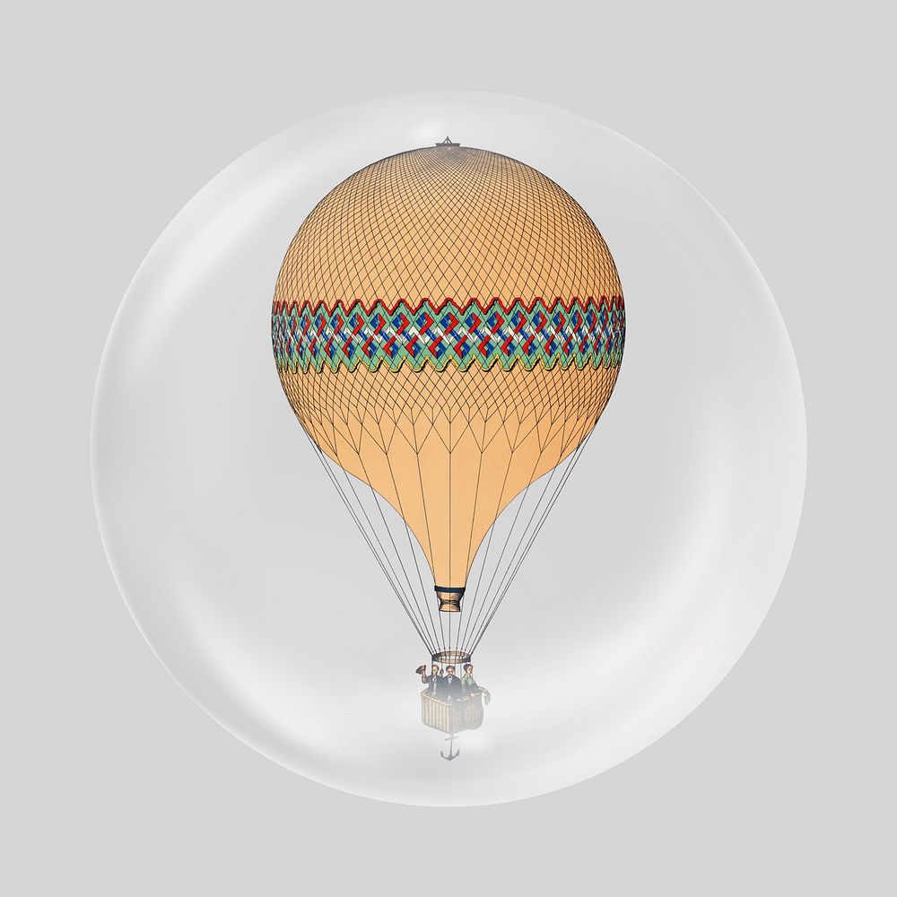 Air balloon floating in bubble. Remixed by rawpixel.