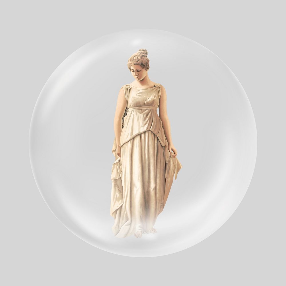 Greek woman statue in bubble. Remixed by rawpixel.