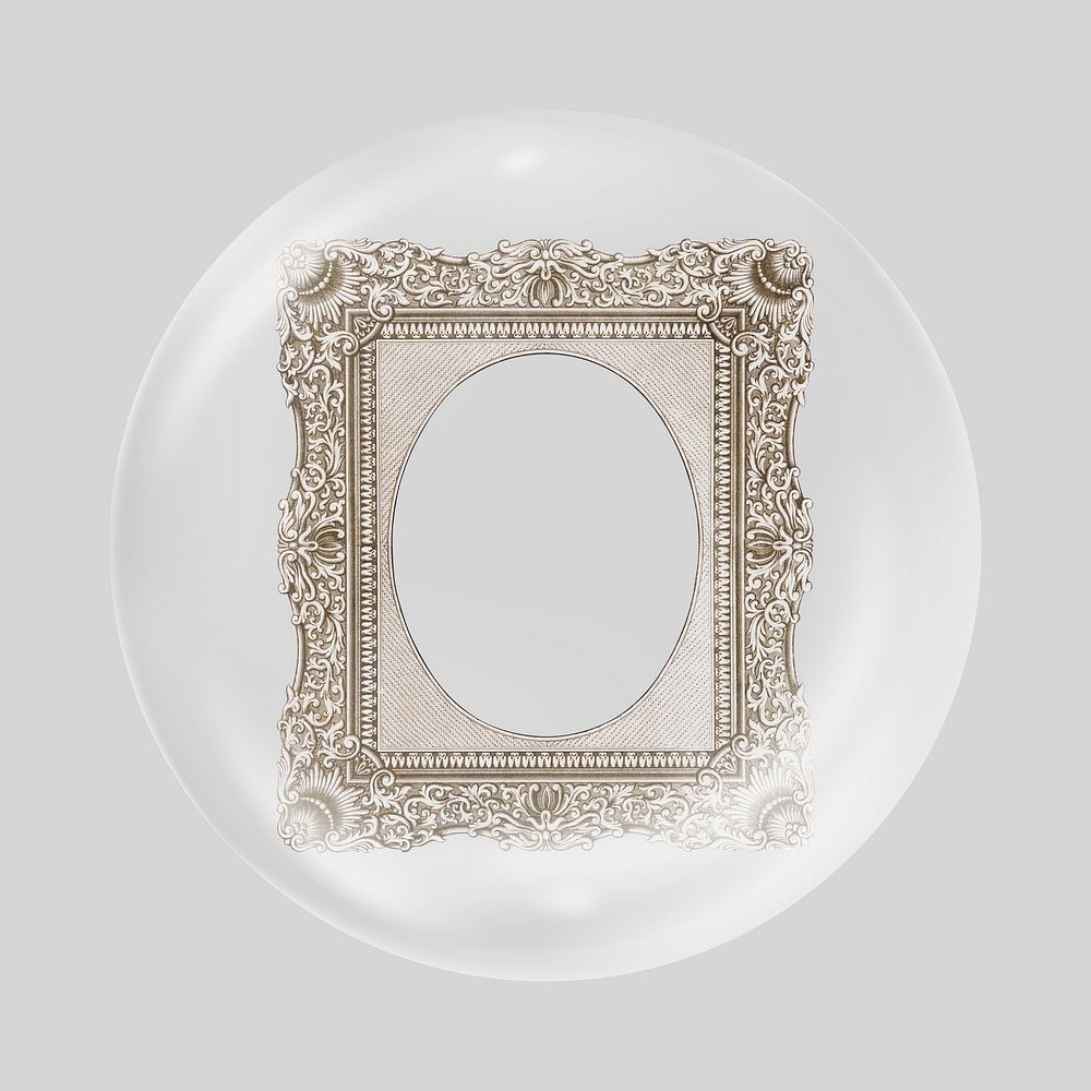 Vintage photo frame in bubble. Remixed by rawpixel.