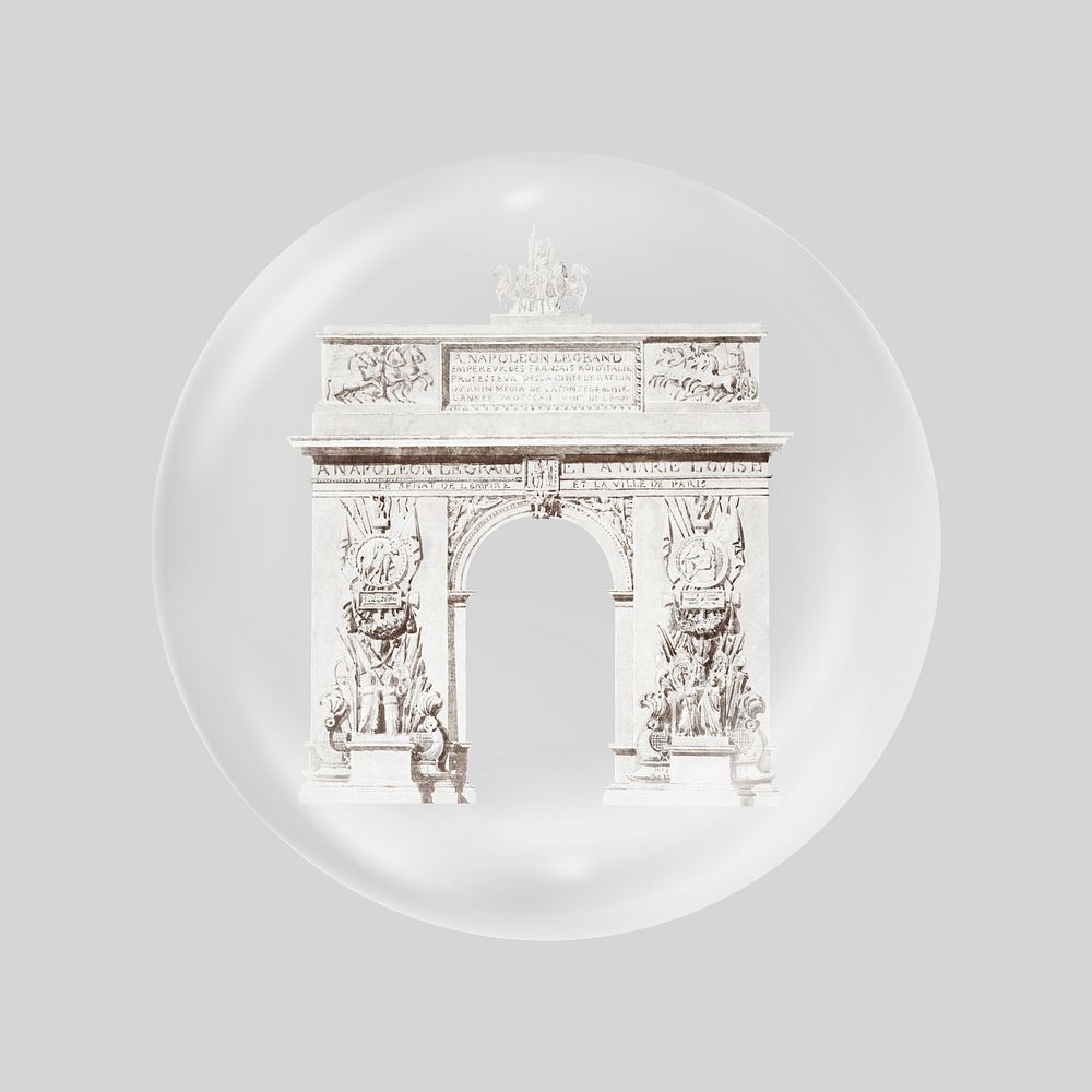 Arc de Triomphe in bubble, France famous landmark. Remixed by rawpixel.