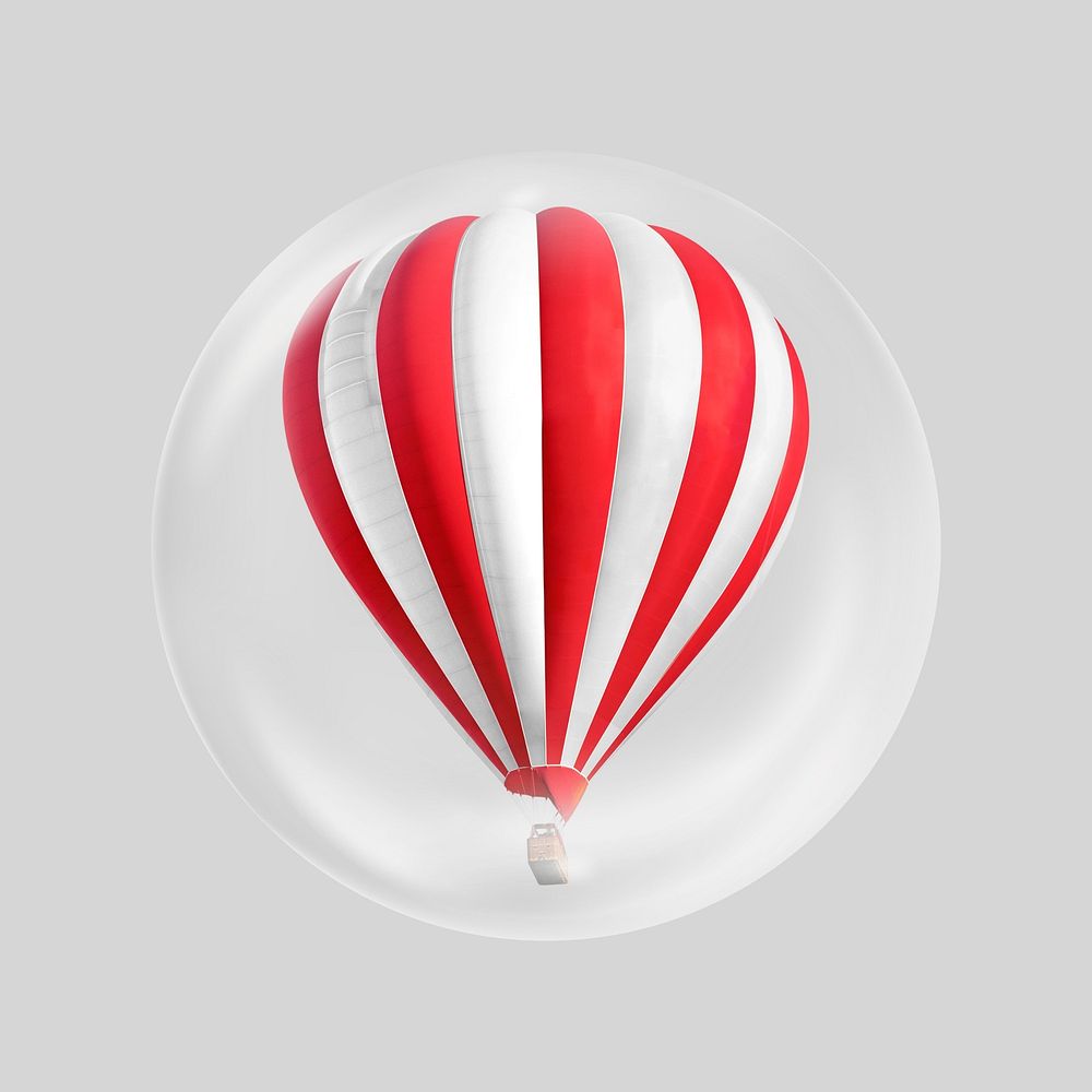 Hot air balloon in bubble. Remixed by rawpixel.