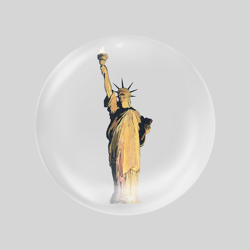 Statue of Liberty in bubble. Remixed by rawpixel.