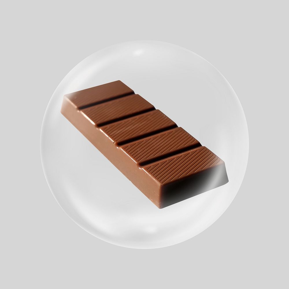 Chocolate bar in bubble. Remixed by rawpixel.