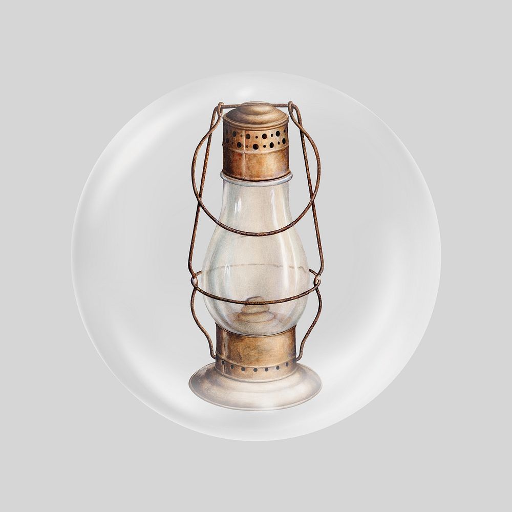 Vintage lantern illustration in bubble. Remixed by rawpixel.