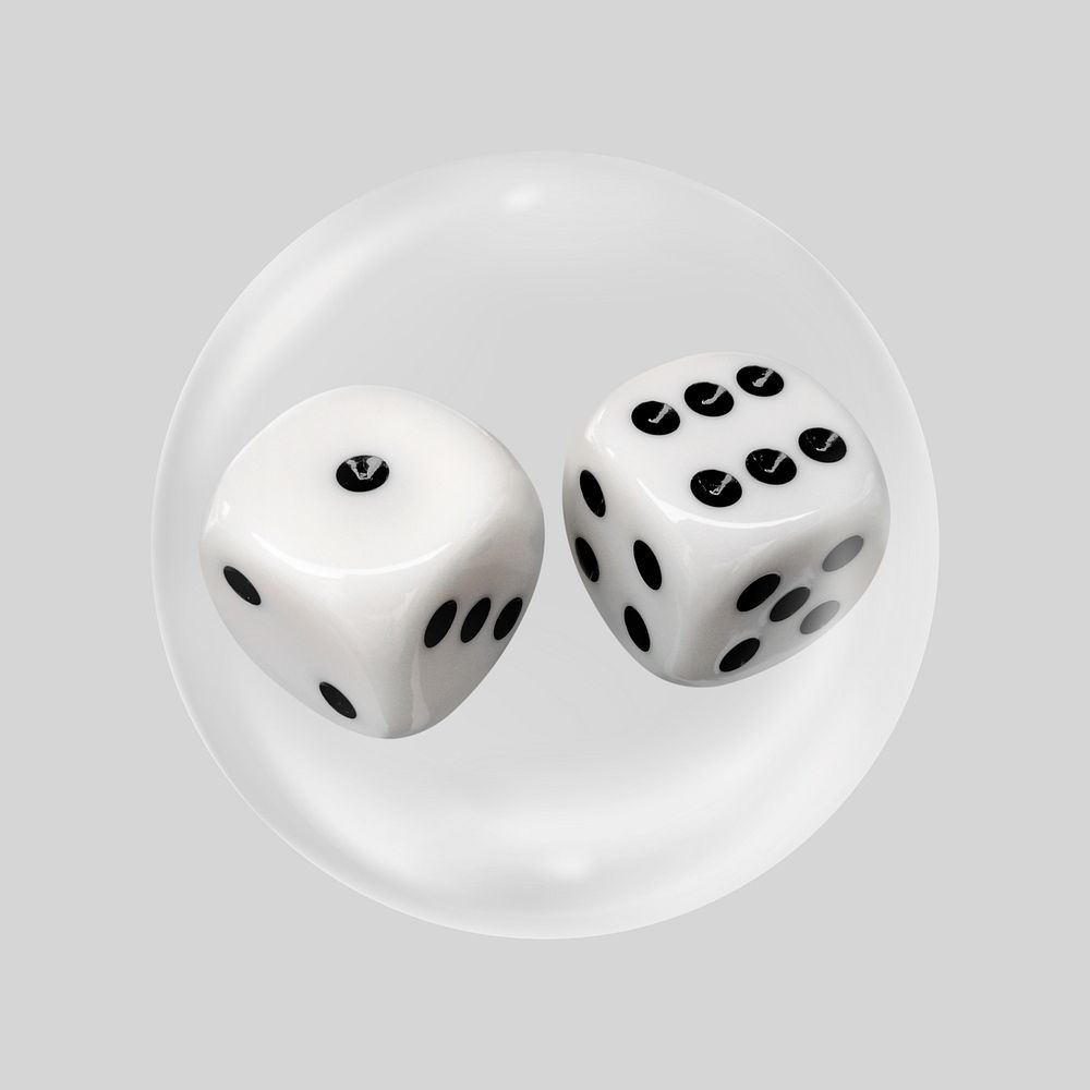 White dice  in bubble. Remixed by rawpixel.