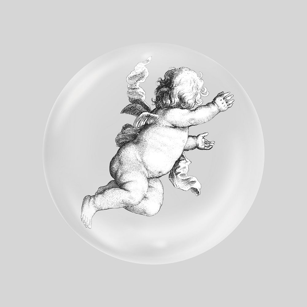Cherub cupid in bubble. Remixed by rawpixel.
