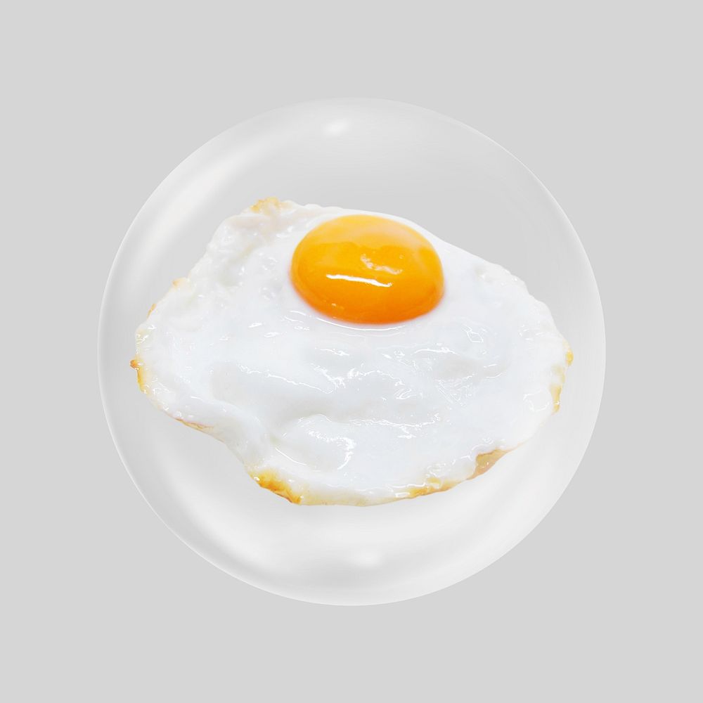 Fried egg, breakfast food in bubble. Remixed by rawpixel.