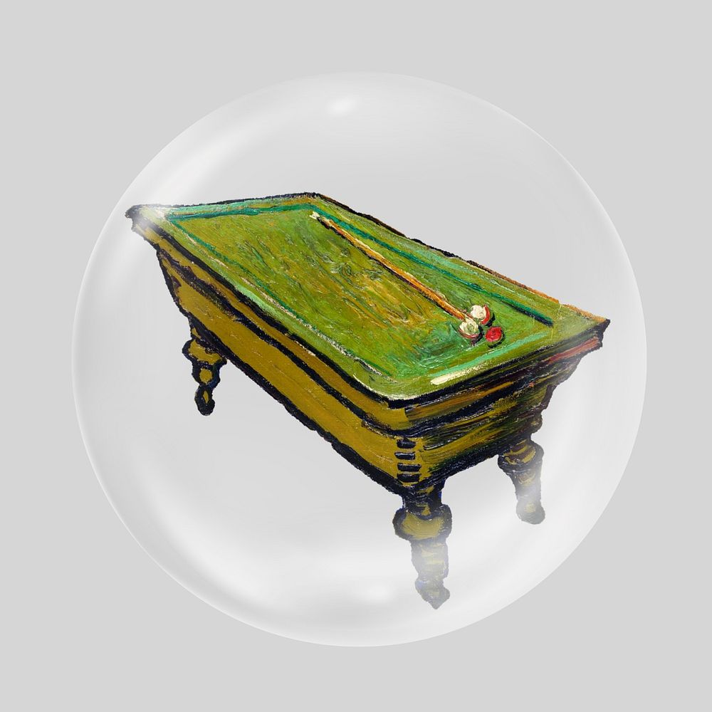 Van Gogh's pool table in bubble. Remixed by rawpixel.