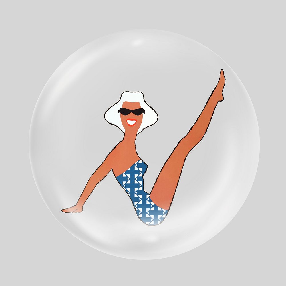 Tanned woman  in bubble. Remixed by rawpixel.