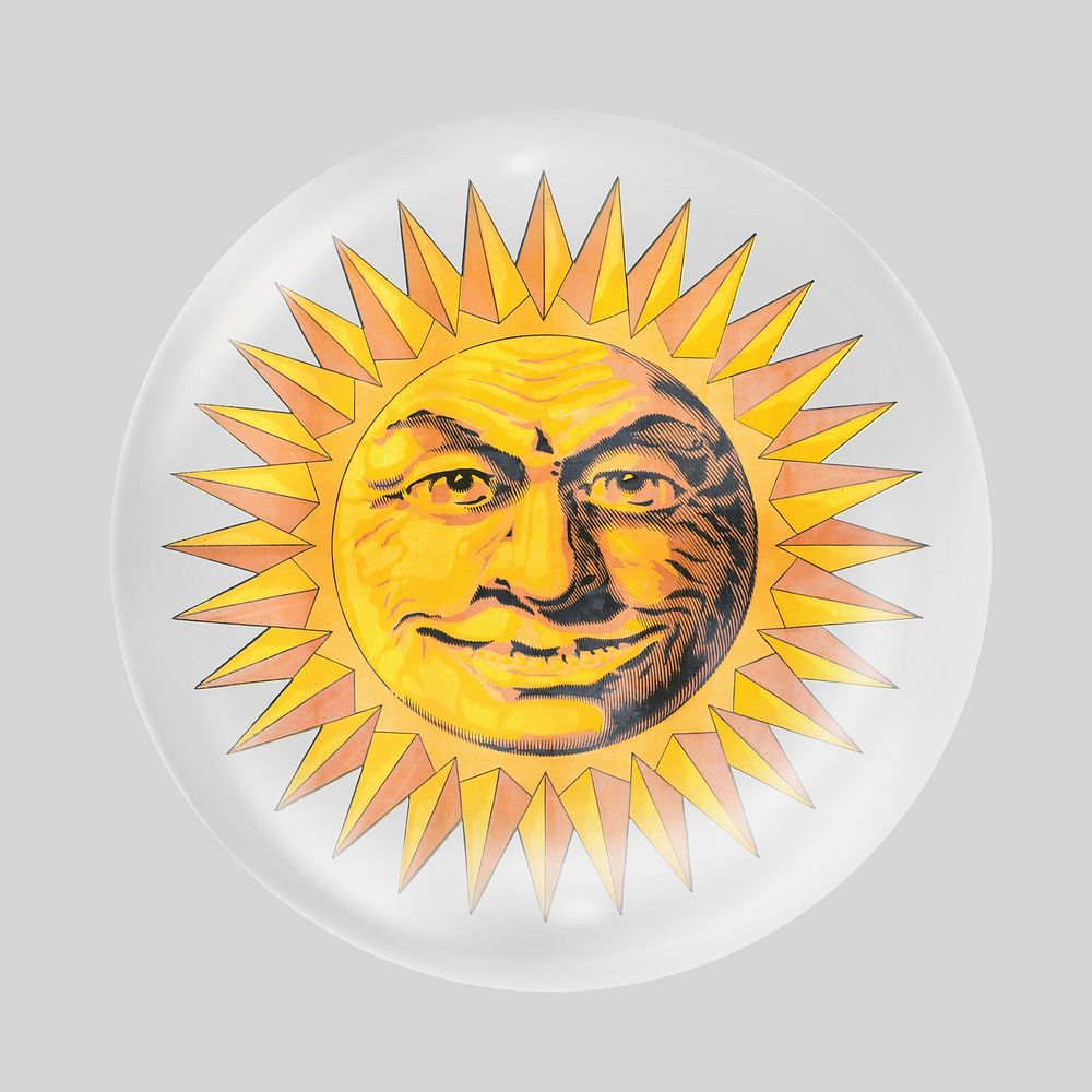 Smiling sun  in bubble. Remixed by rawpixel.