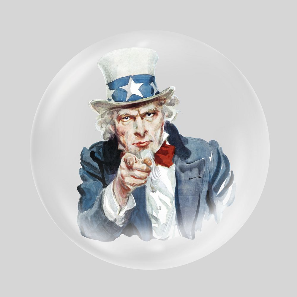 Uncle Sam, American patriotism illustration in bubble. Remixed by rawpixel.