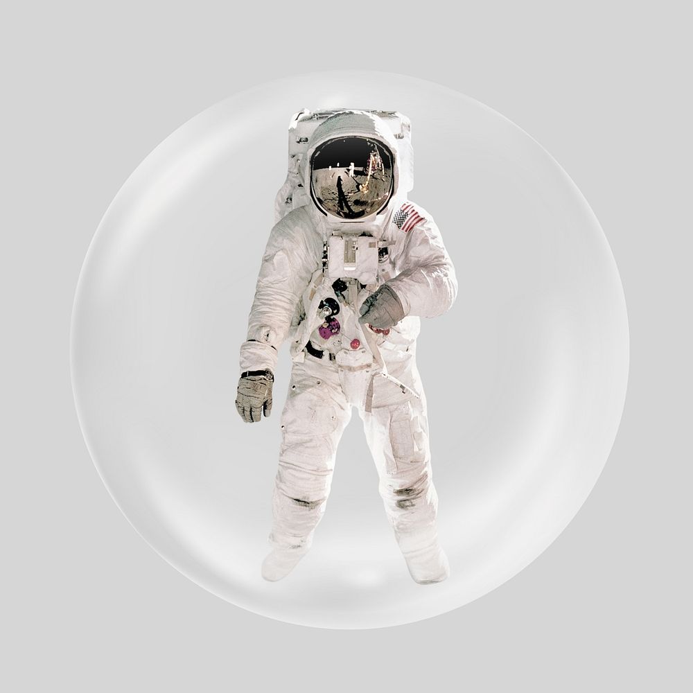 Floating astronaut  in bubble. Remixed by rawpixel.