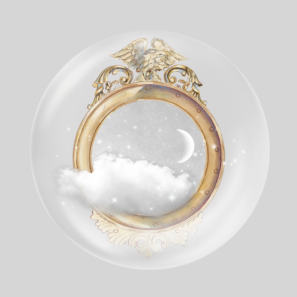 Surreal golden mirror in bubble. Remixed by rawpixel.