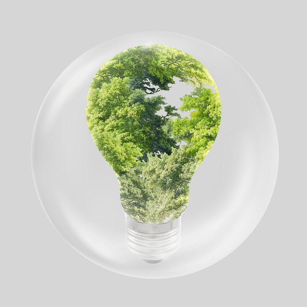 Energy saving light bulb in bubble. Remixed by rawpixel.