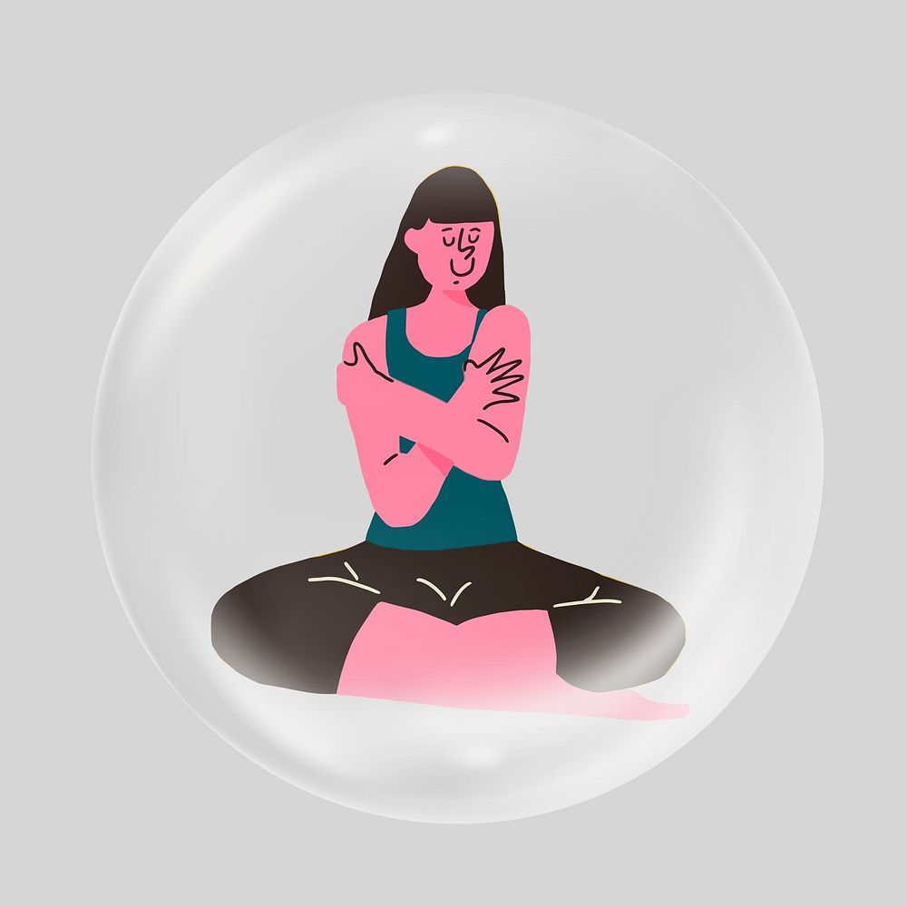 Self-love woman cartoon in bubble