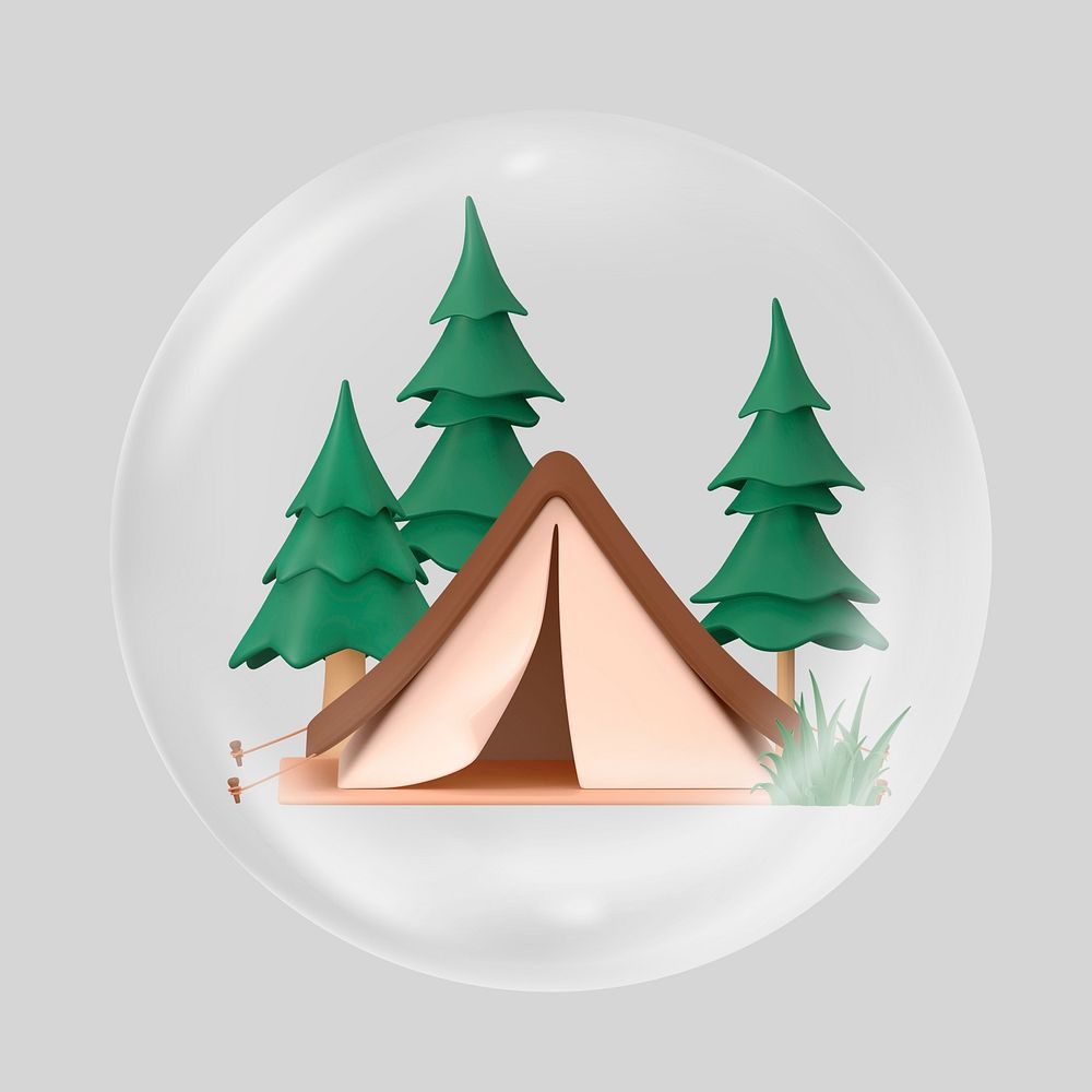 3D camping tent in bubble