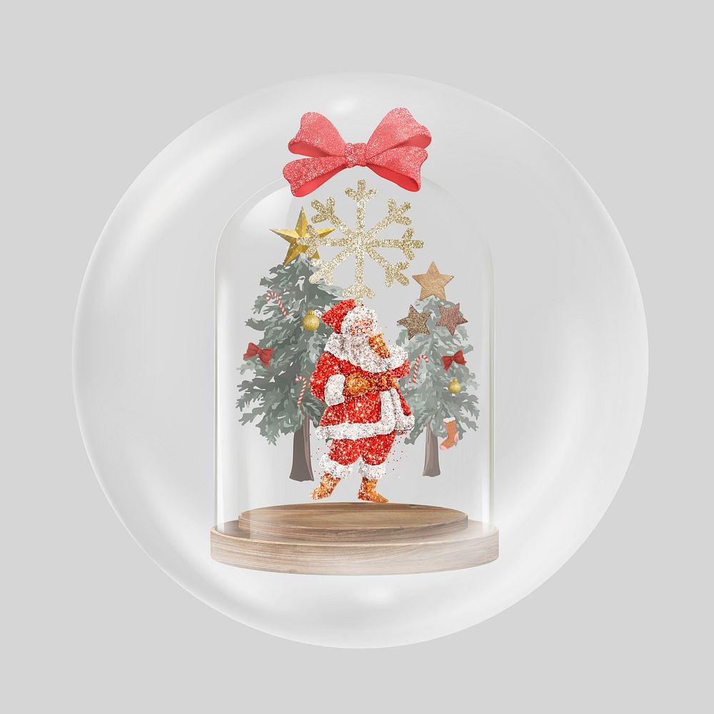 Christmas Santa snow globe in bubble