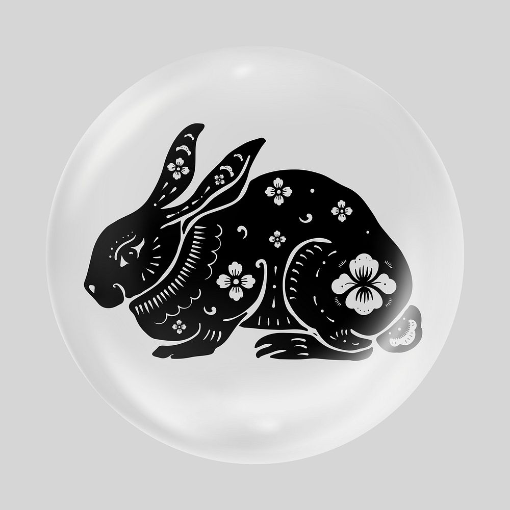 Rabbit illustration bubble, animal clipart