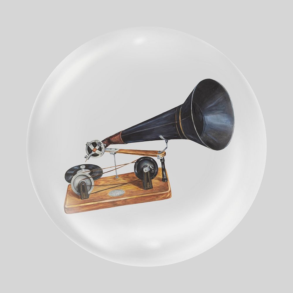 Vintage gramophone in bubble