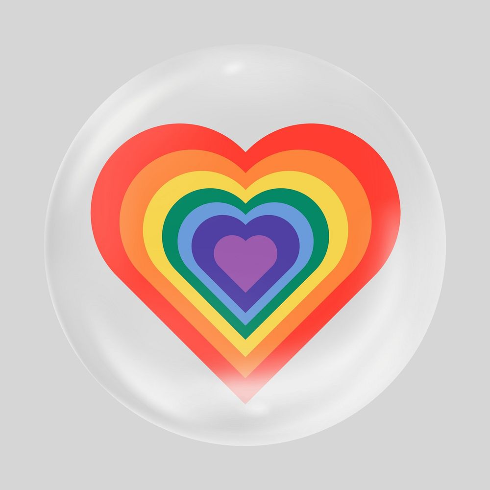 Rainbow heart in bubble