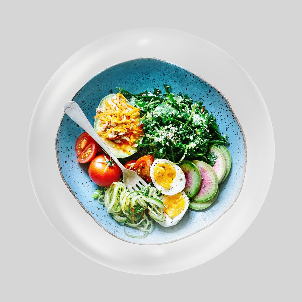 Healthy salad in bubble, food clipart