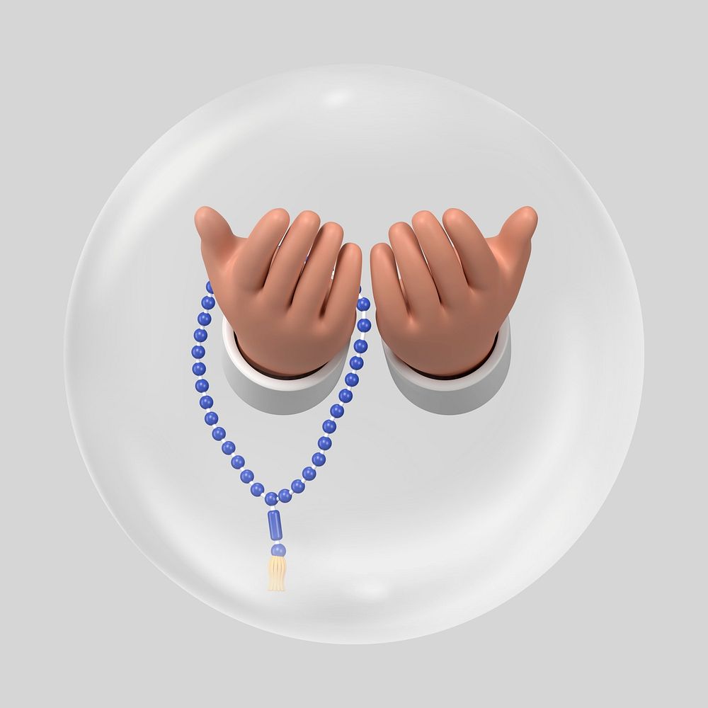 Praying hands in bubble, religious clipart