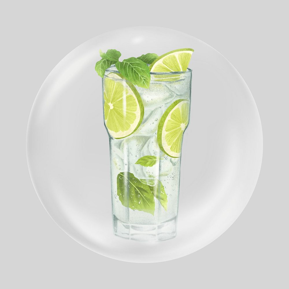 Mojito cocktail bubble element, drink clipart