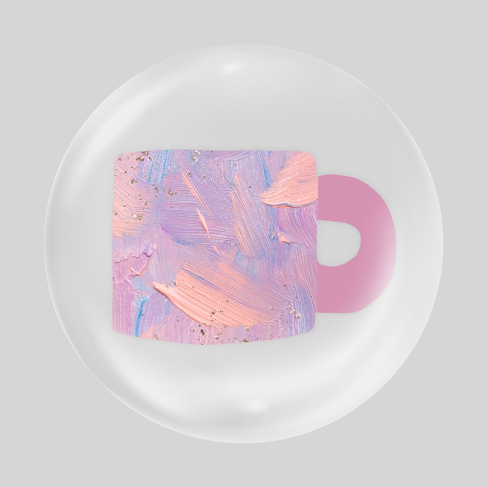 Pastel mug in bubble, aesthetic illustration
