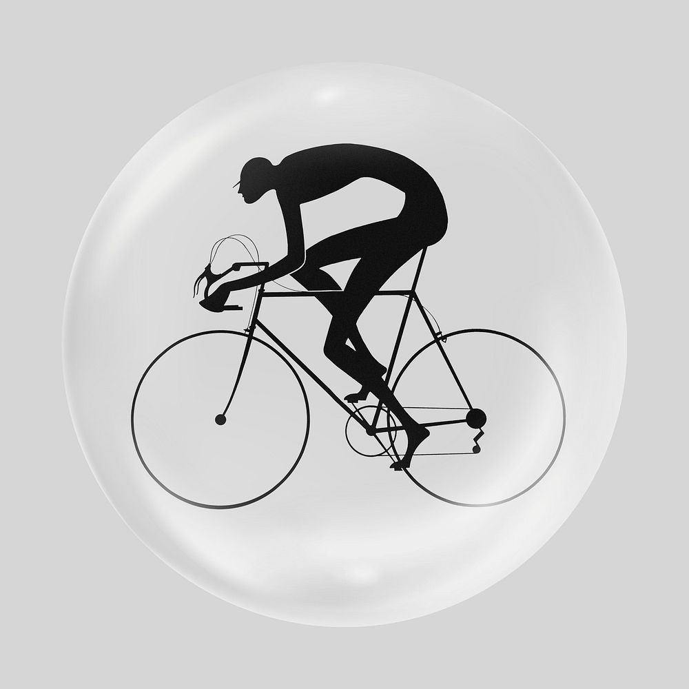 Riding bicycle in bubble silhouette