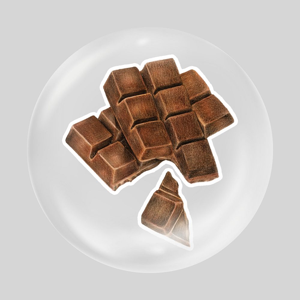 Chocolate bar bubble element, dessert clipart