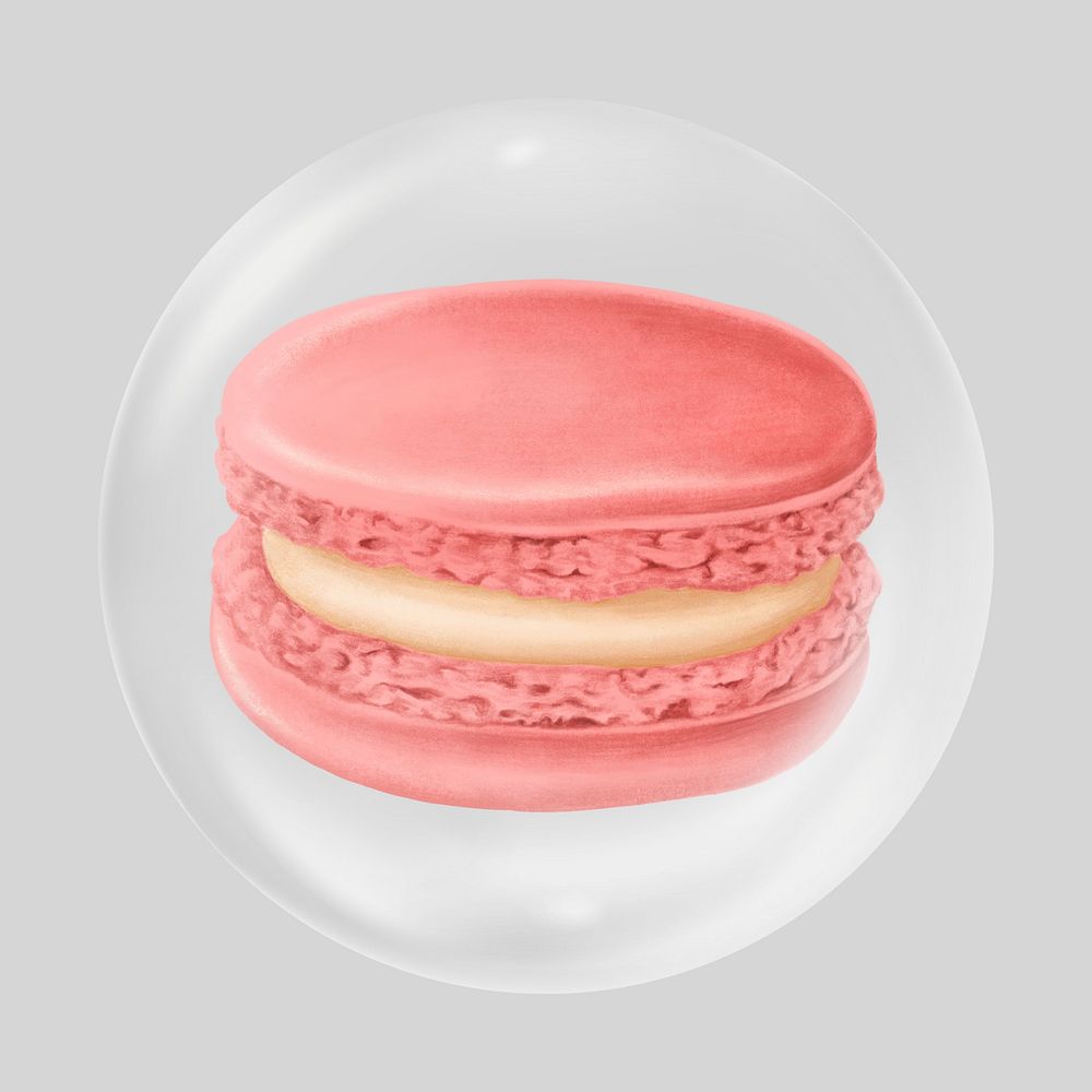 Pink macaron bubble element, dessert clipart