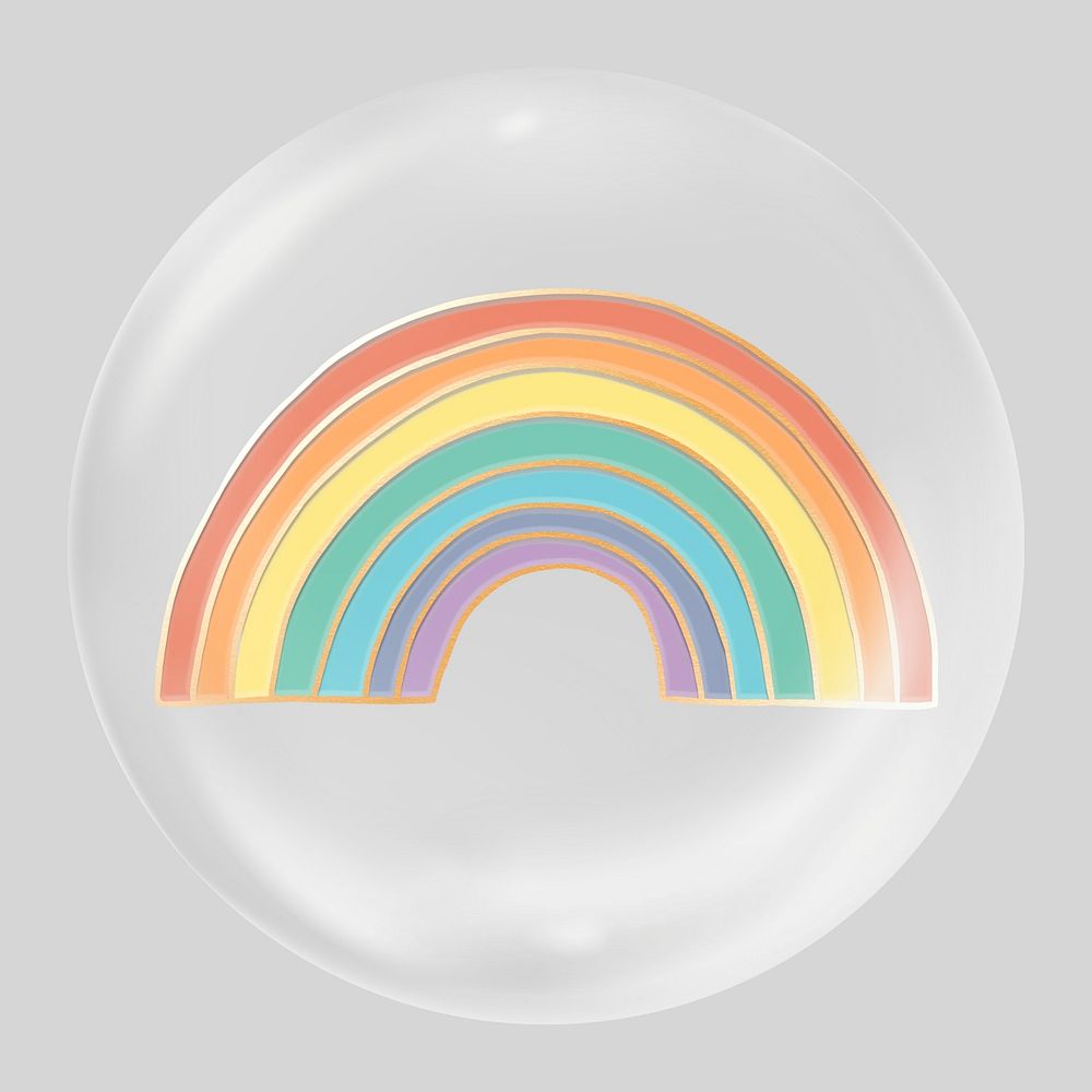 Pastel rainbow in bubble, cute clipart