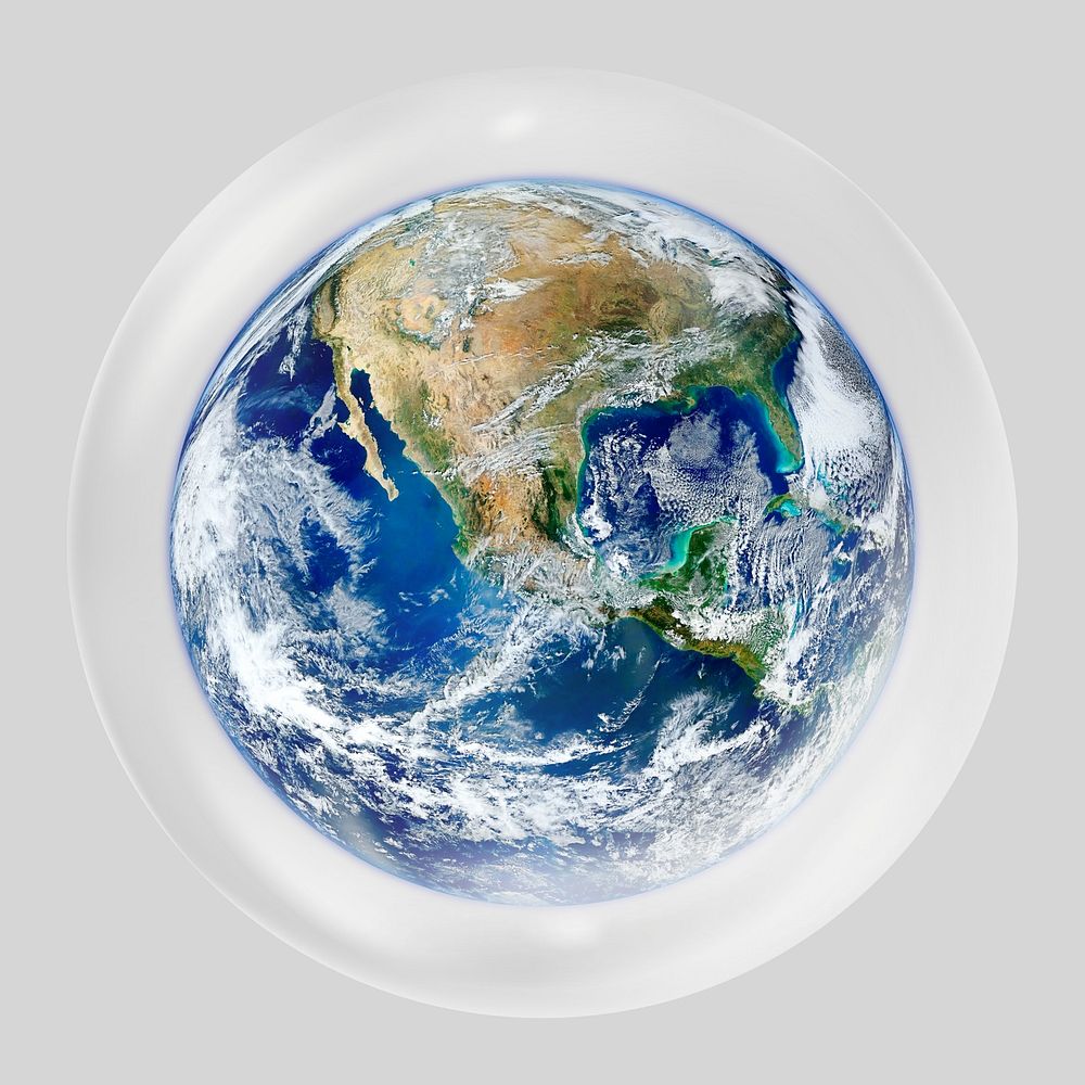 Earth in bubble, planet clipart