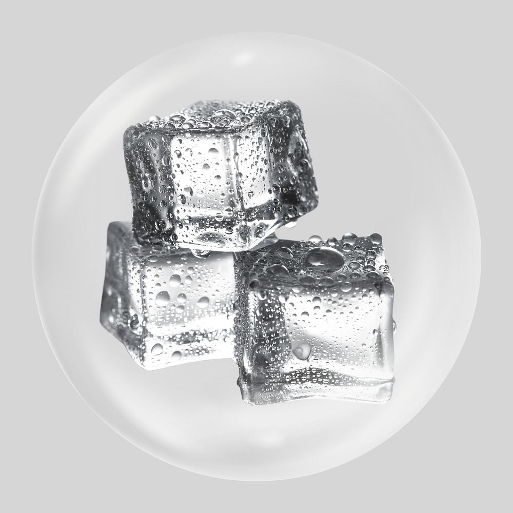 Ice cubes bubble element, drink clipart