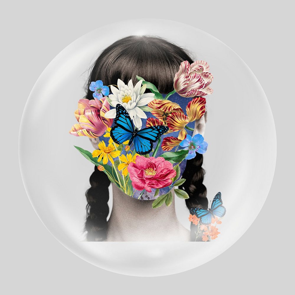 Flower woman in bubble