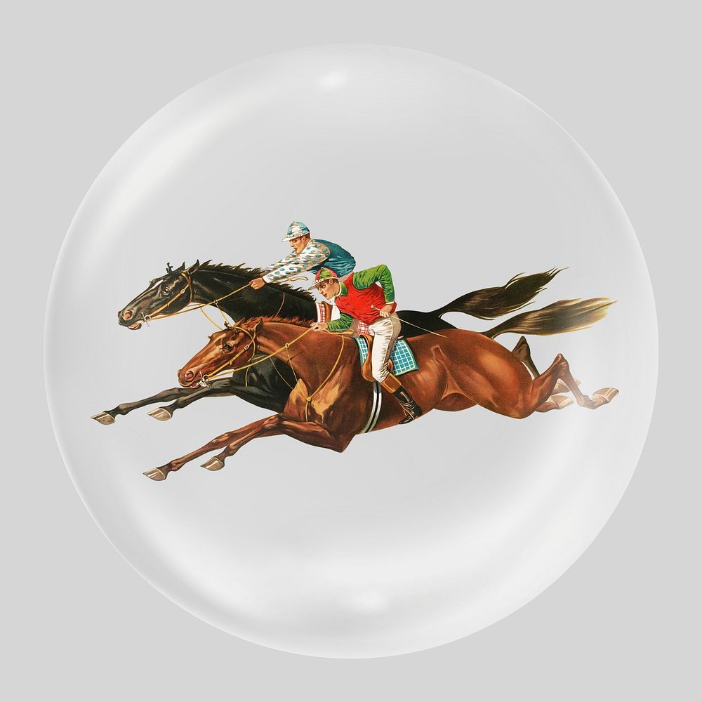 Horse riders in bubble, vintage clipart