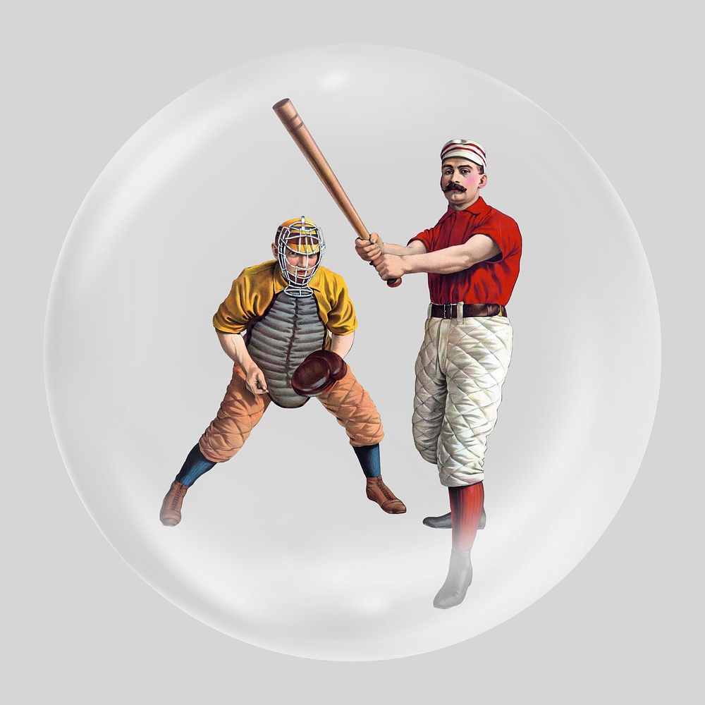 Vintage baseball players in bubble